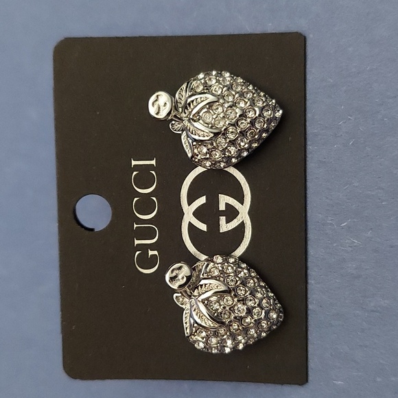 Gucci Silver Tone Strawberry Earrings - Picture 1 of 4